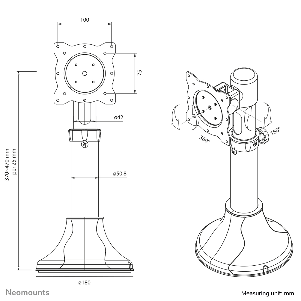 Neomounts FPMA-D025SILVER Monitor arm 10-30" - tiltable